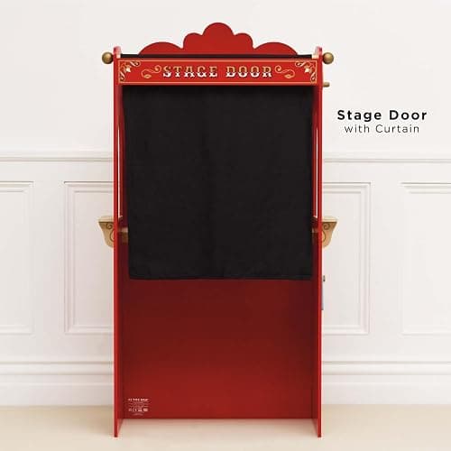 Le Toy Van Large Floor Standing Wooden Educational Puppet Theater | Red and Gold design, FSC Certified Wood, Non-Toxic Water-Based Paints, Plastic Free thumbnail 6