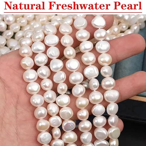 Natural Freshwater Baroque Pearl Necklace 14K Gold Plated Dainty Choker Necklace for Women Girls Snake Chain/Cuban Link/Paperclip/Ball Beaded Chain/Tennis Chain Fashion Jewelry for Gift thumbnail 5