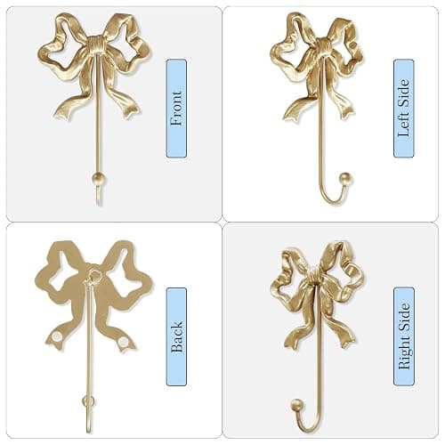 BITALYE Single Bow Hook,Gold Cast Iron Hook,Size(S):4.1x6.5 inches | Wall Mounted,Gold Cast Iron,For Coats,Bath Towels,Room Decor,Bathroom,cute coquette decor,Office thumbnail 9