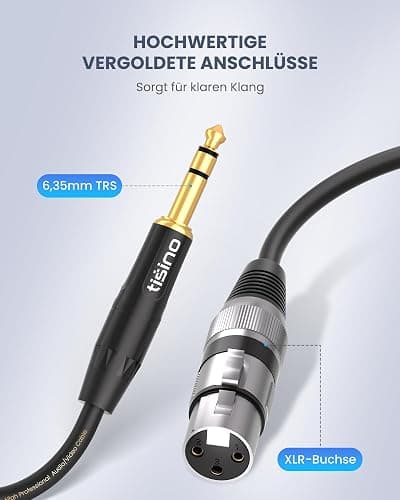 tisino XLR Female to 1/4 Inch (6.35mm) TRS Jack Lead Balanced Signal Interconnect Cable XLR to Quarter inch Patch Cable - 3.3 Feet thumbnail 2