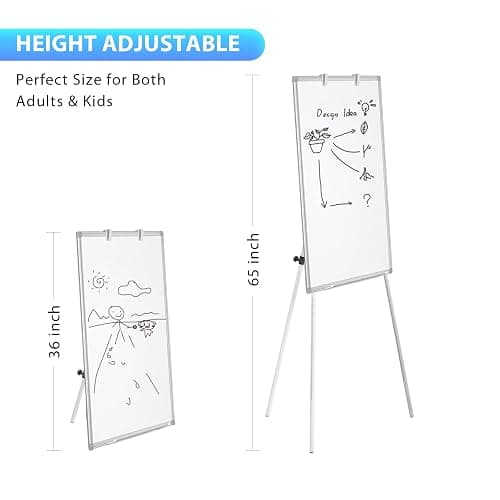 Easel Whiteboard - Magnetic Portable Dry Erase 36 x 24 Tripod Height Adjustable, 3' x 2' Flipchart Easel Stand White Board for Office or Teaching at Home & Classroom (36x24 White) thumbnail 3