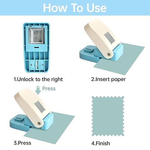 1.5x1.25inch Rectangular Postage Stamp Puncher | Lever Action Paper Stamp Punch for Scrapbook, DIY Card Making & Paper Crafting Arts Crafts Supplies thumbnail 4
