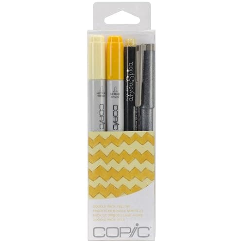 Copic Doodle Art Markers, 4-Pieces, Yellow, 4 Count - Image 1