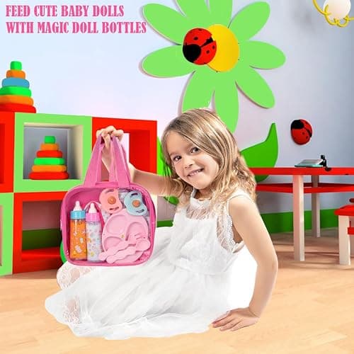 My Sweet Baby 13-Piece Doll Feeding & Diaper Bag Set – Disappearing Milk Bottles, Bibs, Pacifiers, Diapers & Accessories Set – Pretend Play Baby Doll Care Kit for Girls – Fits 12–18″ Dolls thumbnail 6