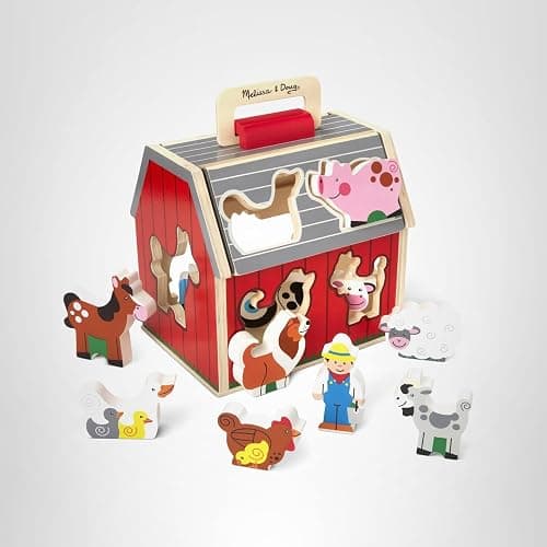 Melissa & Doug Take-Along Wooden Toy Barn, 11-Pc Portable Toddler Playset with Farm Animals & Pop-Up Roof, Preschool Learning Toys for Girls & Boys 2+ thumbnail 10