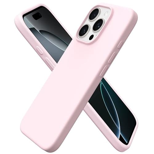 ORNARTO Compatible with iPhone 16 Pro Case 6.3", Slim Liquid Silicone 3 Layers Soft Gel Rubber Shockproof Protective Case with Anti-Scratch Microfiber Lining-Chalk Pink - Chalk Pink - Image 1