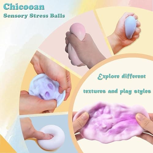 Chicooan 3 Pack Squishy Toys Stress Balls, Sand Squishy Balls ASMR Toys with Air Pumps Smoothie Balls for Stress Relief, Squeeze Fidget Toys for Party Favors thumbnail 3