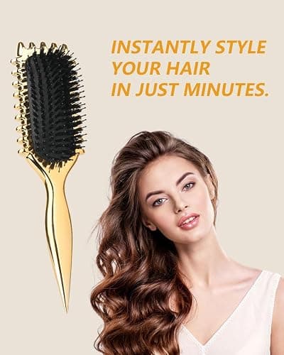 Curl defining brush, Curl Hair Brush, Curl Define Styling Brush, for Combing and Shaping Men's and Women's Curls boar bristle hair brush-Gold plating thumbnail 2