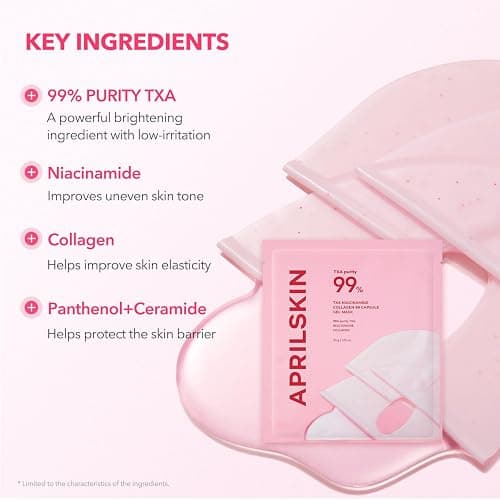 APRILSKIN TXA Pink Capsule Gel Mask | Overnight Face Mask for Glass Glow Skin I 99% High-Purity Tranexamic Acid 3 for uneven skin tone I Elasticity, Hydrating and Firming I Korean Skincare I 30g x 4ea thumbnail 4