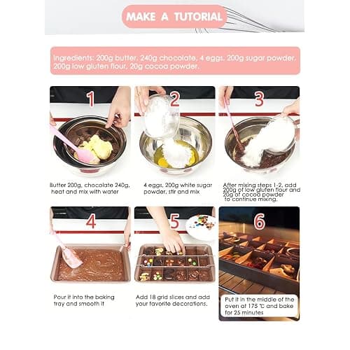 Brownie Pan with Dividers, Non Stick Brownie Baking Pan, 18 Pre-slice Carbon Steel Bakeware Tray with Grips for Oven Baking Bread, Square Mold Tray for Baking Cake Biscuit Muffin, 12X8X2'' thumbnail 8