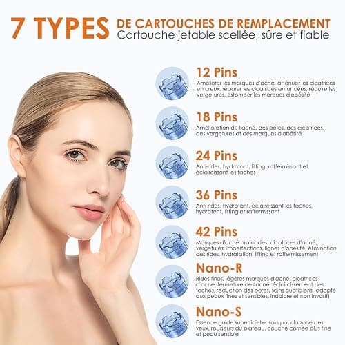Dr. pen M8S Microneedling Pen Dermapen Stylo de Microneedling Professionnel Sans Fil Électrique avec Écran LCD et Chargement Type-C avec 7 Cartouches, Cadeaux pour Femmes, Mère, Petite Amie thumbnail 6