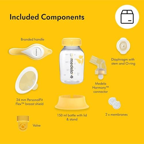 Medela Harmony Manual Breast Pump, Compact Swiss Design with PersonaFit Flex Shields and Medela's 2-Phase Expression Technology thumbnail 9