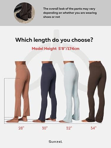 Sunzel Flare Leggings for Women with Pockets, Crossover Yoga Pants with Tummy Control, High Waisted and Wide Leg thumbnail 5