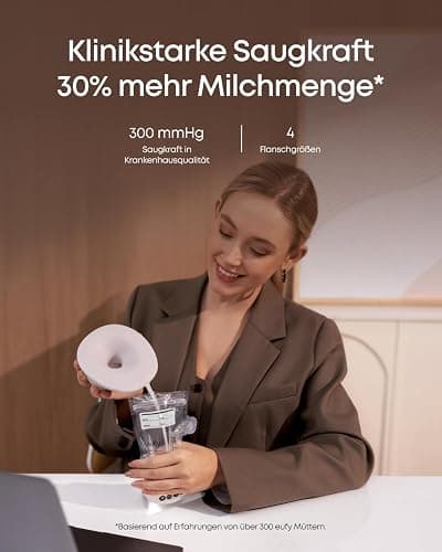 eufy Tragbare Milchpumpe mit Wärmefunktion S1, Branchenführende HeatFlow-Technologie, App-gesteuertes OptiRhythm, Klinische Saugkraft, Auslaufsicher, Freihändig, Schlank & Leise, Diskret im BH thumbnail 4