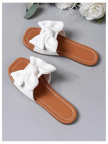 Verdusa Girl's Bows Square Toe Sandals Casual Summer Flat Sandal thumbnail 4