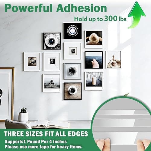 UGNEL 3 Rolls Double Sided Tape Heavy Duty - Total 30FT, Extra Strong Nano Tape Adhesive Strips Tape, Clear Mounting Tape Removable Two Sided Adhesive Tape for Walls, Posters, Rug, Picture Hanging thumbnail 3