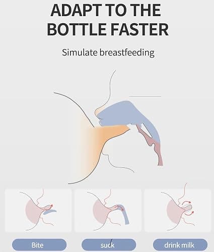 Oberni Glass Baby Bottles,Anti Colic Breastfeeding Bottle with Natural Response Nipple Size S,Wide Neck Slow Flow Baby Bottle for Baby,Newborn,Preemie 0-3 0-6 Month,BPA Free (Pink, 1 Pack, 4 Ounce) thumbnail 3