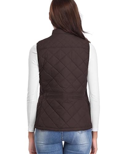 Fuinloth Women's Quilted Vest, Stand Collar Lightweight Zip Padded Gilet thumbnail 6