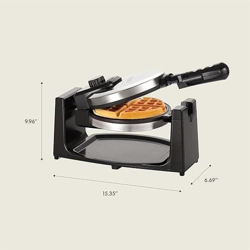 bella Classic Rotating Belgian Waffle Maker with Nonstick Plates, Removable Drip Tray, Adjustable Browning Control and Cool Touch Handles, Stainless Steel thumbnail 2