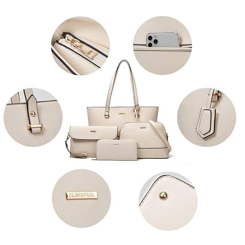Women Fashion Synthetic Leather Handbags Tote Bag Shoulder Bag Top Handle Satchel Purse Set 4pcs thumbnail 3