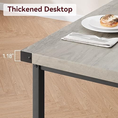 GAOMON Dining Table Set for 4, Wooden Kitchen Table with 2 Benches, 3 Piece Rectangular Dining Room Set, Space Saving Kitchen Tables Sets for Apartment, Small Space, Home, Rustic Gray thumbnail 5