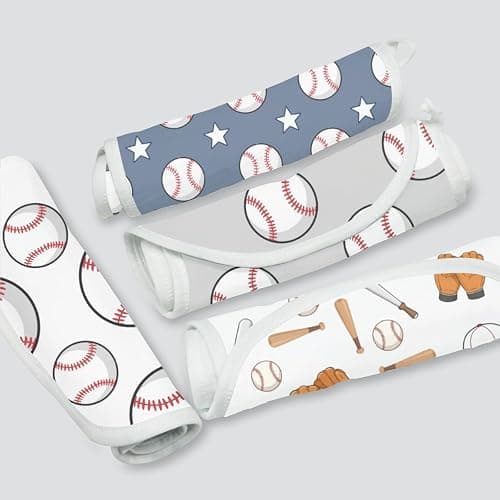 Spriggenix 5 Pack Baseball Sport Burp Cloths Baby Boys Girls with Baseball Pattern, Large Cotton Burp Rags for Newborns Gifts Nursery Decor Extra Soft and Absorbent 9.8X19.6inches thumbnail 9