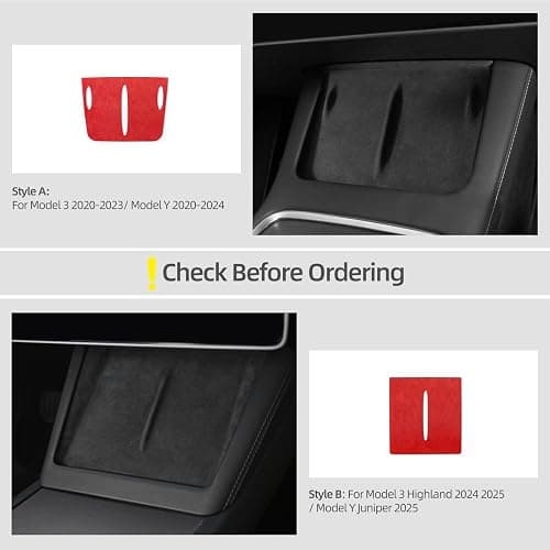 BETTERHUMZ Car Center Console Charging Holder Pad for Tesla Model 3 Highland 2024 Model Y Juniper 2025 2026 for Alcantara Carbon Fiber Interior Decor Trim Tuning Accessories (Suede Red) thumbnail 5