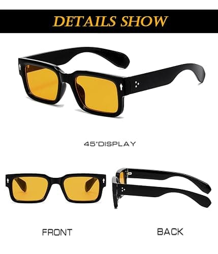 EYLRIM Square Frame Sunglasses for Women Men Trendy Chunky Rectangle Sun Glasses Black Shades UV400 Protection thumbnail 6