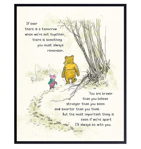 Winnie Wall Art - Pooh Kids Room Decor - Boys - Little Girls Bedroom - Baby Nursery Art - Wall Decor for Toddlers - Inspirational Positive Quotes Picture Poster print - Image 1