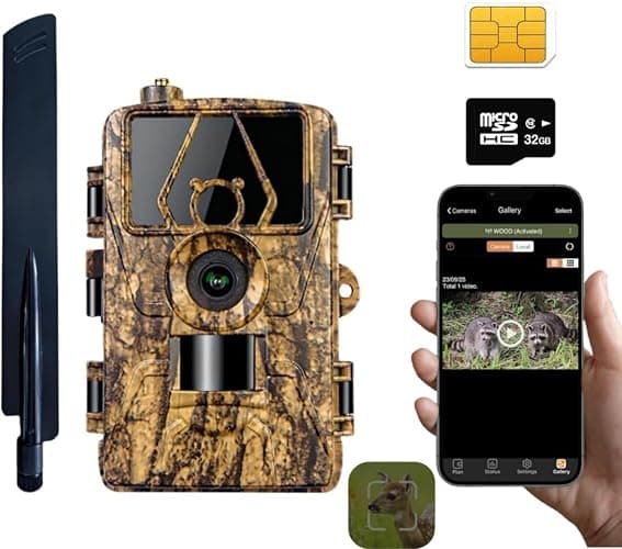 LMHOME 4G Profi-Wildkamera 60MP 4K mit 32 GB Speicherkarte und 4G SIM Card, Top-Bewegungserkennung, unsichtbarer Blitz für Nachtsicht, App-Übertragung - Image 1