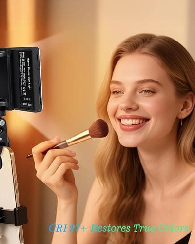 60 LED Portable Selfie Light Video Conference Lighting with Clip & Camera Tripod Adapter Rechargeable 2000mAh CRI 97+, 3 Light Modes for Phone iPhone Webcam Laptop Photo Makeup thumbnail 2