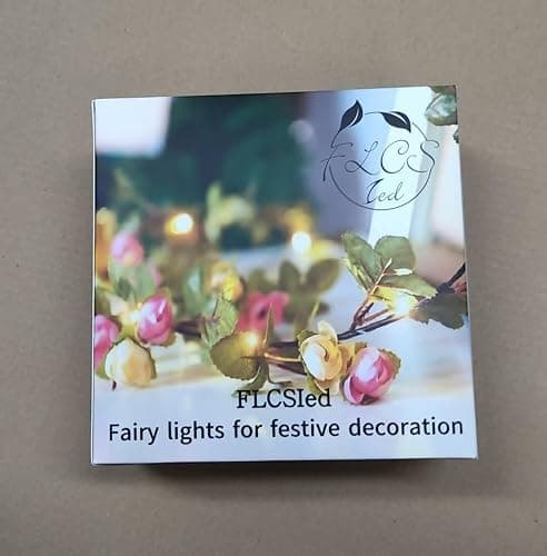 FLCSIed 2 Meter 20 LED Flower Leaf Garland Copper LED Fairy String Lights for Wedding Decoration Party Event with Timer Function (Rose) thumbnail 8
