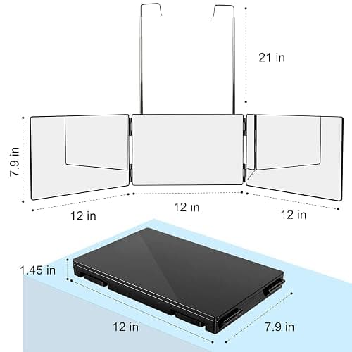 LMZNXCZ 3 Way Mirror for Self Hair Cutting,360 Haircuts Men for Barber Use Tools,to See Back of Head,Tri Fold Mirror with Portable Height Adjustable Telescoping Hooks thumbnail 2