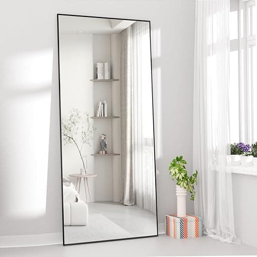 NEUWEABY Full Length Mirror 165x60 cm Floor Mirror Large Black Body Mirrors Rectangle for Bedroom Living Room Standing Hanging or Leaning Against Wall Aluminum Alloy Frame thumbnail 5