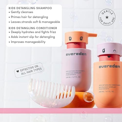 Evereden Happy Hair Duo for Kids: Vegan Shampoo and Conditioner Set with Detangler Brush - Strengthens & Smooths All Hair Types thumbnail 3