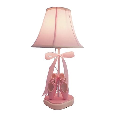 Cozylight Bedside Lamp, Pink Dancing Shoes Design, 14inch Tall Table Lamp with Fabric Stitch Shade for Girl’s Bedroom Décor, Including an E26 LED Bulb (Push Button) - Image 1