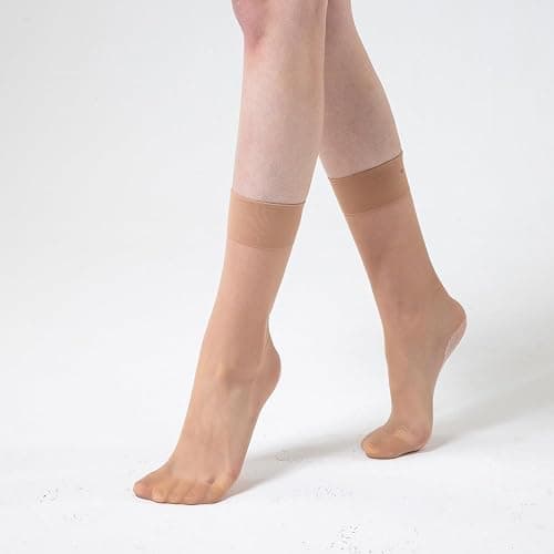Mcool Mary Womens Nylon Sheer Socks Nude Crew Stocking Ultra Thin Cool See Through Calf High Silk Socks for Women 6Pack thumbnail 2