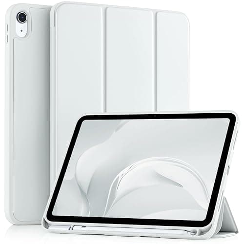 Akkerds Compatible with iPad (A16) 11th Generation Case 11 Inch 2025, for iPad 10th Generation Case 10.9 Inch 2022 with Pencil Holder, Slim Trifold Stand Protective Cover with Soft TPU Back, White - Image 1