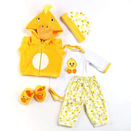 Reborn Baby Dolls Clothes 22 inch Outfit Accessories Yellow Duck 5pcs Set for 20-22 Inch Reborn Doll Newborn Girl&Boy thumbnail 3