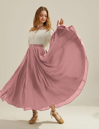 Scarlet Darkness Maxi Skirts for Women Long Flowy Boho Renaissance Skirt with Pockets thumbnail 4