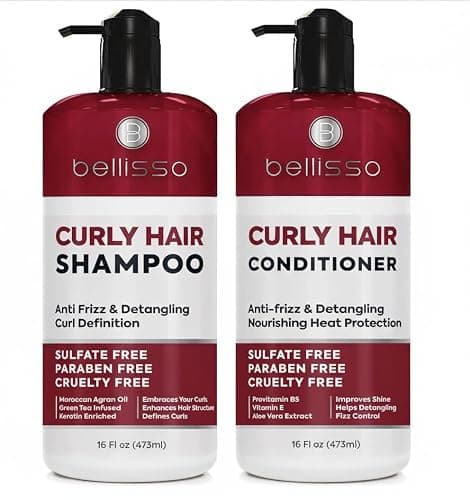Curly Hair Shampoo and Conditioner Set - For Defining Wavy, Permed, Frizzy, Fine and Black Curls - Moisturizing, Sulfate Free Formula for Women and Men - Products are Safe for Color Treated Locks - Image 1