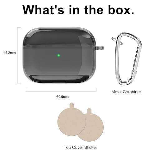 Svanove for Airpods Pro Case Clear Hard Plastic, Transparent Simple Cute Airpods Pro 1st Generation Case with Keychain, Y2k Aesthetic Trendy Airpods Cover Accessories for Women Girl, Black thumbnail 6