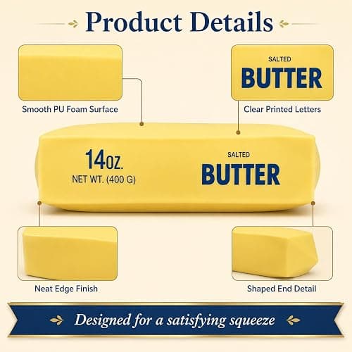 10 inch Jumbo Giant Butter Squishy, 14 oz Large Butter Squishies Stick, Big Soft Squeeze Stress Relief for Adults, Desk Office Home, Party Favor Gift (Jumbo Butter) - Image 1