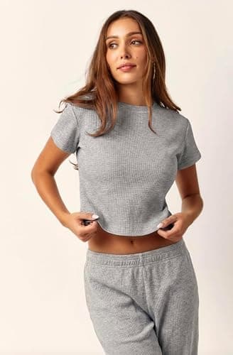 Almere Waffle Knit Lounge Set for Women Baby Tee and Sweatpants thumbnail 2