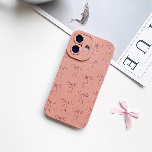 Lovmooful for iPhone 16 Plus Case Cute Ribbon Bowknot Heart-Pink | Compatible for iPhone 16 Plus Case,Cool Design,for Girls Women,Soft TPU,Shockproof,Protective,Girly thumbnail 2