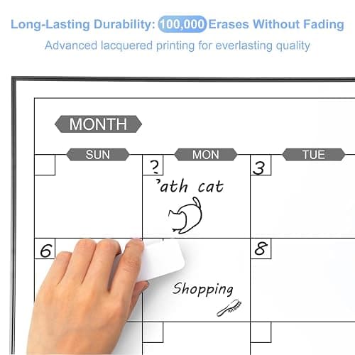 ARCOBIS Monthly Calendar Whiteboard, 24" x 18" Magnetic Dry Erase Calendar with Black Frame, Wall Hanging Planner for Home, Office, School thumbnail 4