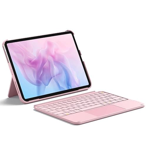 Inateck for iPad 11th/10th Gen Case with Keyboard,for iPad 10th(10.9")/11th Gen(2025 A16),Air 11" M3/M2,Air 6/5/4th,Pro 11 4/3/2/1th,Ultralight Detachable Keyboard with Touchpad, AceTouch Pink - Image 1