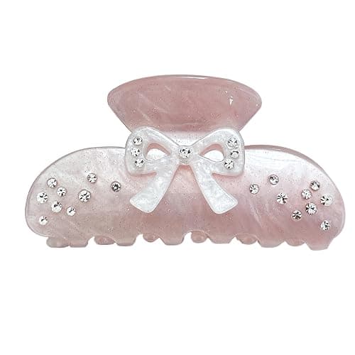 OUSEON Bow Hair Claw Clips for Women, Non-Slip Sparkling Hair Clamps for Thick Hair, Strong Hold Hair Accessories for Workout Party Everyday Use - Image 1