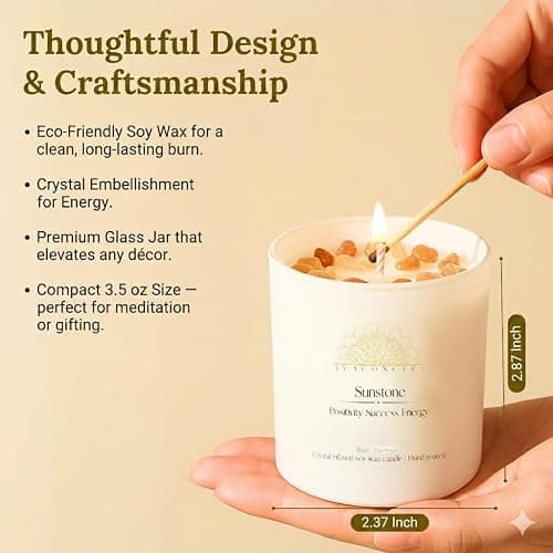 Healing Crystal Candles Gift Set for Women, 3 Pack Aromatherapy Soy Candles with Real Amethyst Amazonite Sunstone, Lavender Jasmine Coastal Breeze Scented Candles, Meditation Chakra Energy - 3.5oz thumbnail 5