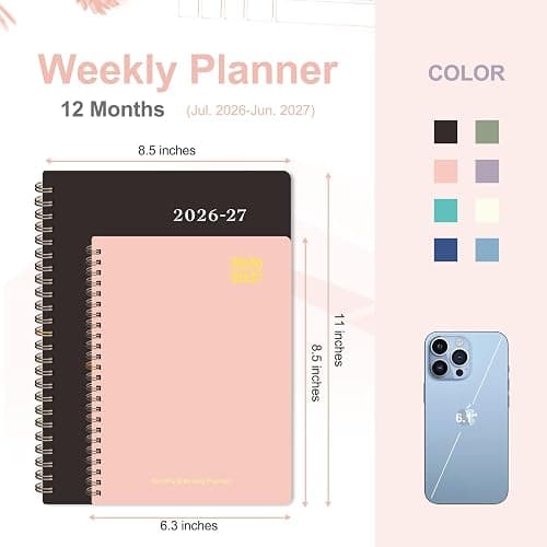 Planner 2026-2027, Weekly and Monthly Academic Planner, July 2026 - June 2027, Hardcover Calendar Agenda Book for School Year Planning, School Supplies for Teacher and Student, A5(6.3'' x 8.5'') thumbnail 2